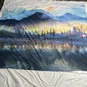 Wilderness tapestry Mountains, Lake Forest, Scenery Birds 78”x67” Clean Scenic